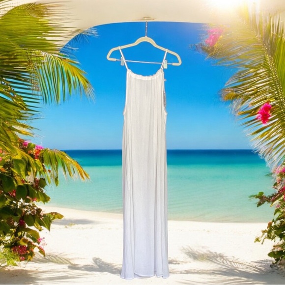 BLUE ISLAND NWT BEACH WEAR LONG WHITE DRESS SWIM COVER UP SUMMER XS - Picture 3 of 9
